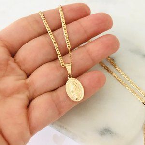 Virgin Mary Necklace, Gold Filled Necklace